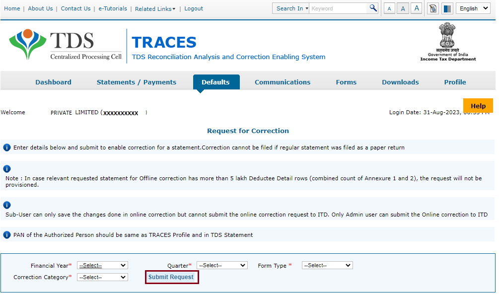 Challan Correction-How to adjust interest amount on TRACES? – Skorydov TDS